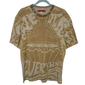 AG Adriano Goldschmied T-Shirt M Buddha Lotus Grunge Distressed Graphic Tee NEW